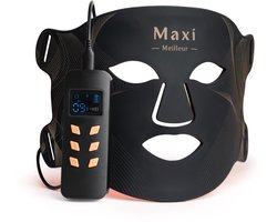Maxi Meilleur® led gezichtsmasker - Nova series Red Light Therapy - Anti-aging LED masker met rood licht therapie - Led Face mask - huidverjongingsapparaat gezicht- rood licht therapie LED Masker zwart - collageen masker - Red Light therapy mask