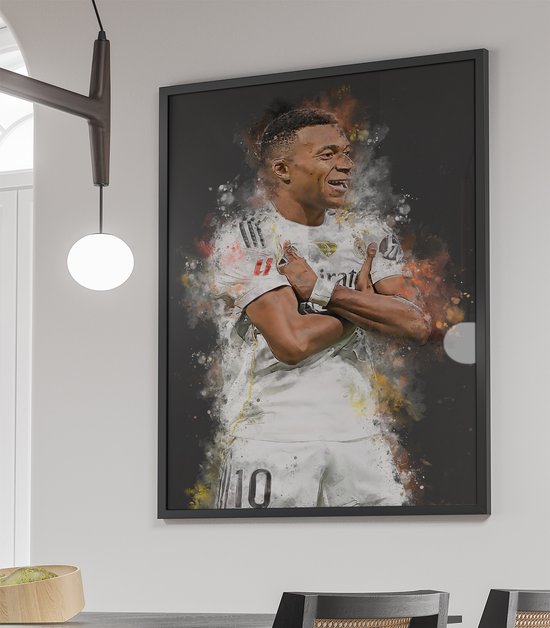 Mbappe poster - Voetbal wanddecoratie Kylian Mbappe - A1 poster - 59.4x84 cm - Semi glossy fotopapier - Voetbal fan poster - Unieke poster cadeau voor een echte voetbalfan