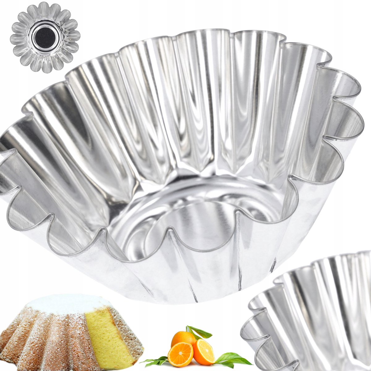 Gegolfde Bakvorm voor Cake met Schoorsteen, 16 cm