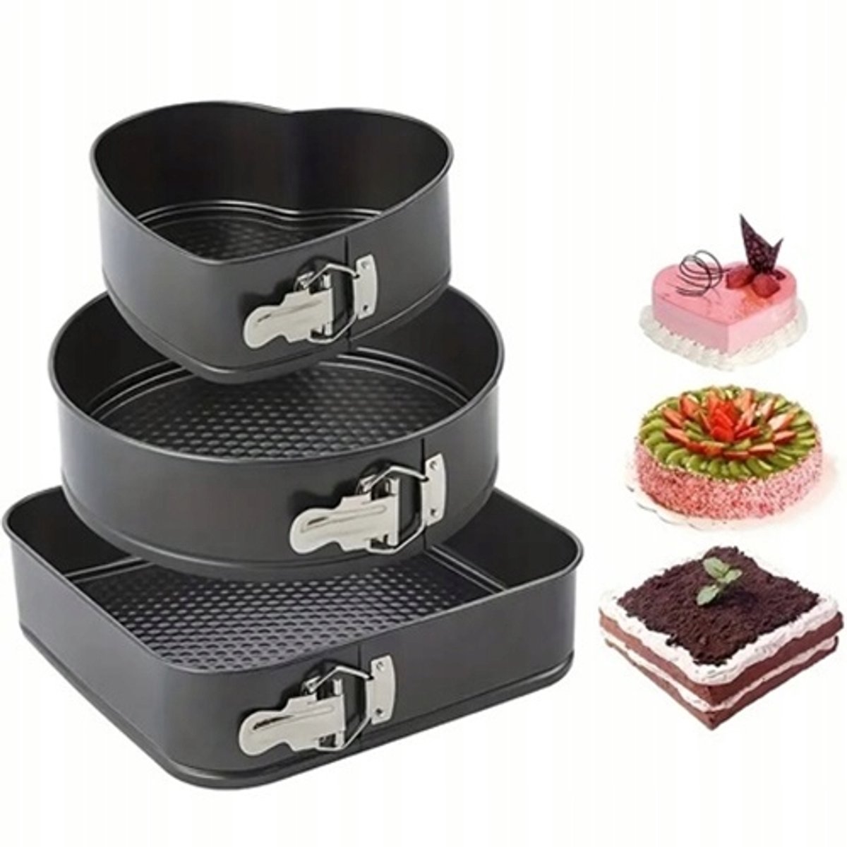Bakvorm Set: Hart, Rond & Vierkant - Bakken met Non-Stick Coating