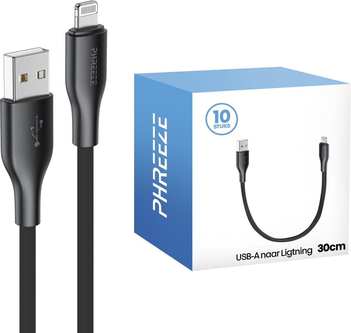 10 stuks - Geschikt voor iPhone usb kabels 30cm - Kort - Geschikt voor iPhone 14,13,12,11