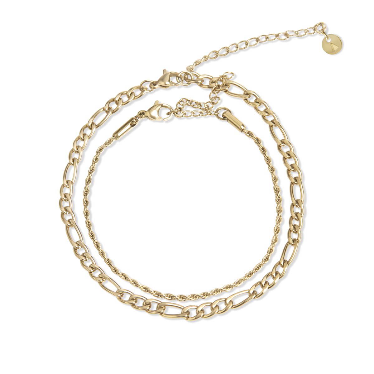 Amberz Dubbele schakelarmband en koord armband – Goud kleurig armband dames – Paxa Pax