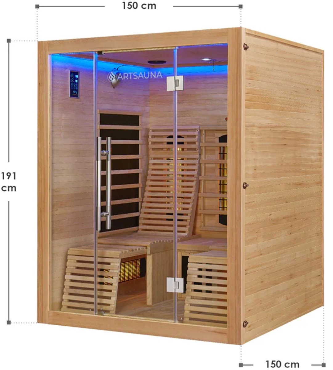 Infraroodcabine / Infraroodsauna Helsinki 150 - 2-3 Personen - 150x150x190 cm thumbnail 6