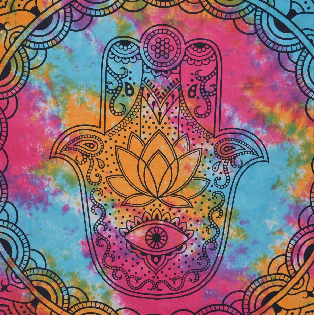 Indiase Hamsa spray, boho, 230x210 cm, 100% katoen