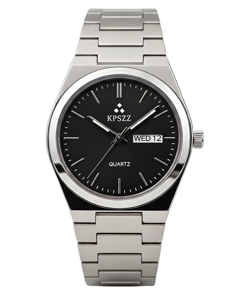 KPSZZ Ardemonte Heren Horloge - 40 mm - Zwarte Wijzerplaat - Premium Roestvrij Staal - Sapphire Glass - Japans Quartz - Betaalbare Luxe