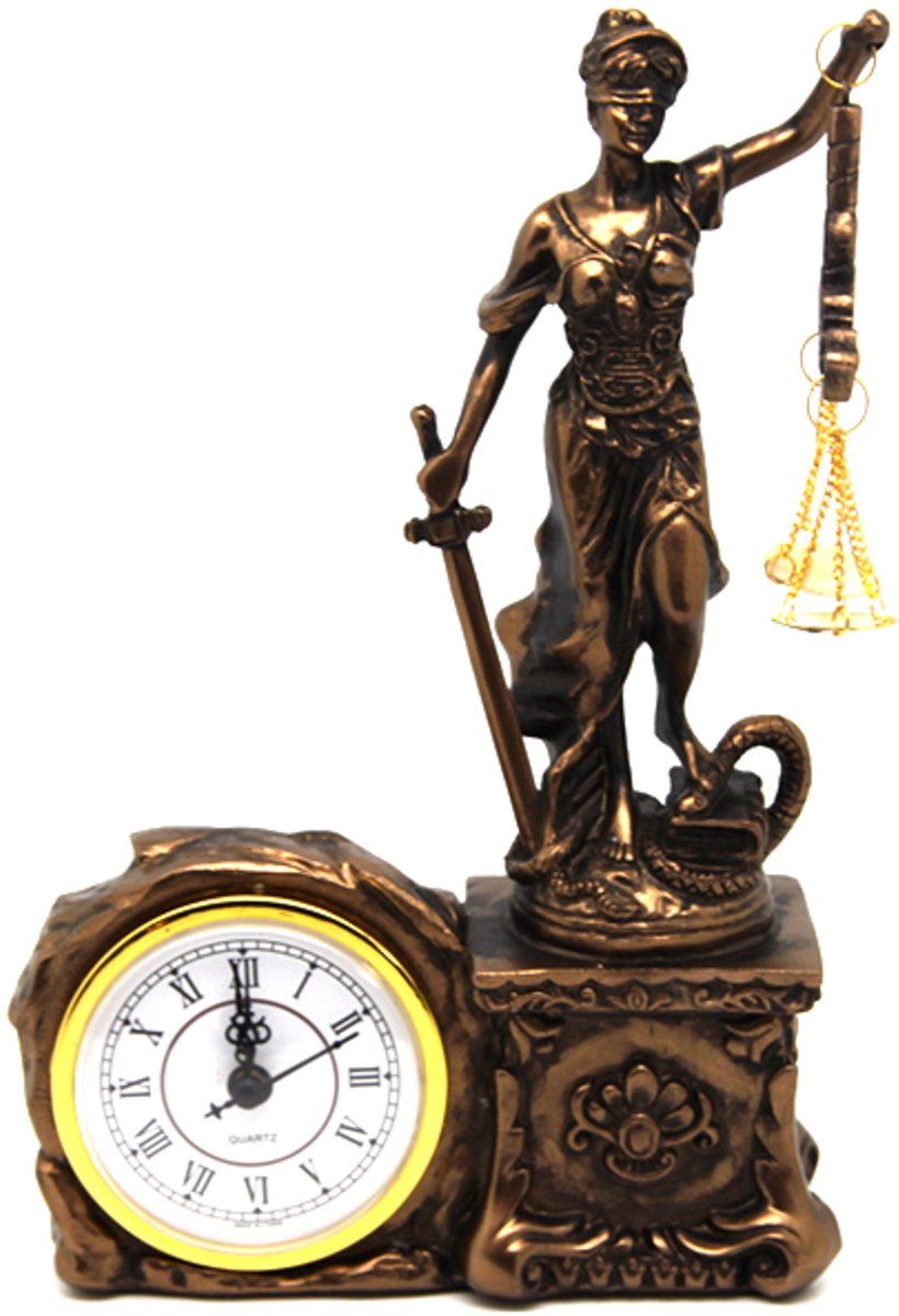 Queen Isabell - Klok - Klokfiguur van Themis met gewicht zwaard bronzen sculptuur