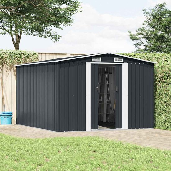 vidaXL - Tuinschuur - 257x298x178 - cm - metaal - antracietkleurig