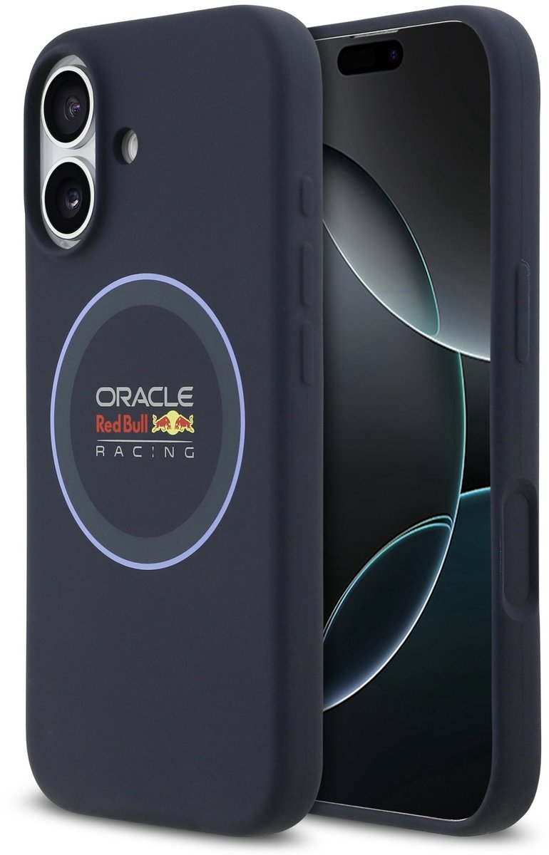 Red Bull Siliconen Hoesje Geschikt voor iPhone 17 – Navy – MagSafe Compatibel – Blue Ring Design – Schokbestendig
