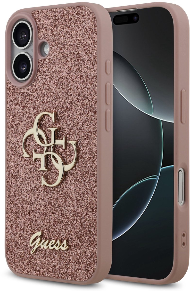 Guess Back Cover - iPhone 17 - Roze - Glitternachterkant - Siliconen bumper