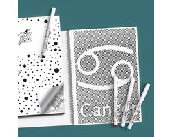 Dotting / Stippeltekening boek ZODIAC boek met 20 pagina's - met 1 zwarte stift