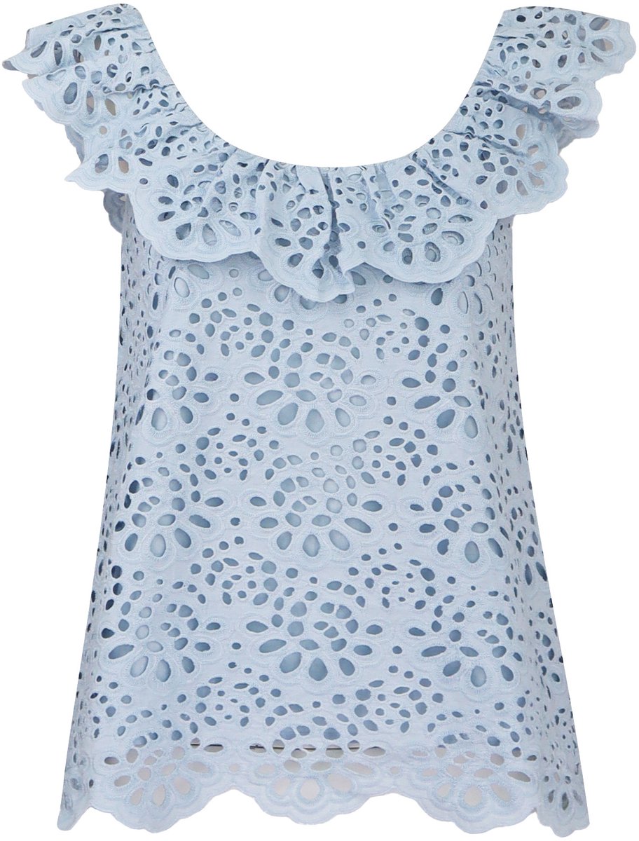 Frogbox • lichtblauwe broderie top • maat 36