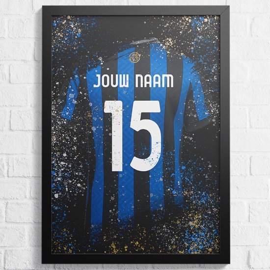 Poster de l' Inter Milan personnalisé avec votre naam - Affiche maillot de Voetbal - Format A2+ (43,2 x 61 cm) - Un cadeau de football unique