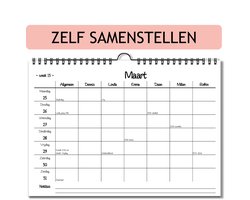 Familieplanner 2026 - 2 3 4 5 6 7 personen - Weekplanner - Gepersonaliseerd - Namen geprint - Feestdagen kiezen - Eigen activiteiten toevoegen - Zelf samenstellen