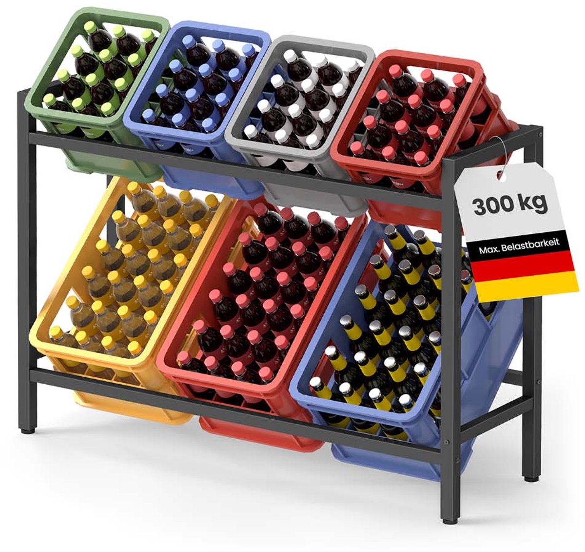 Drankkrattenrek – 2 niveaus – Voor 6 kratten