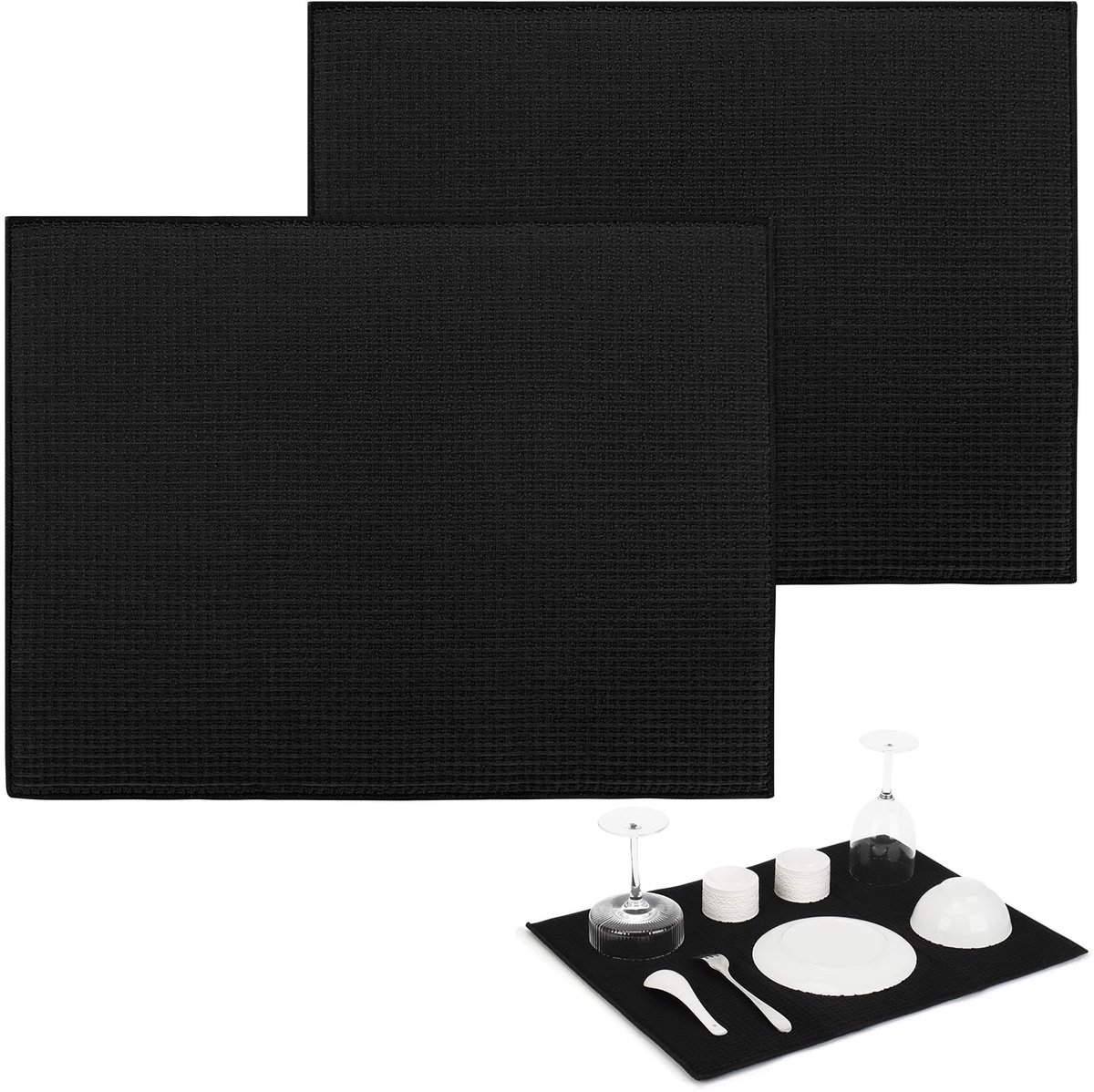 Unyqoos® Set van twee absorberende microvezel droogmatten voor keuken en servies