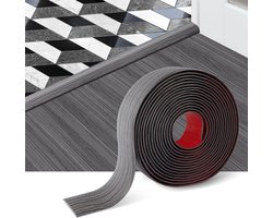 Vloerovergangsstrip - Zelfklevende vloerbedekking - 5 cm breed - Vinyl vlakke scheidingswand - Laminaatvloer - Elegant houtnerfdesign - Voor het opvullen van vloeropeningen, tapijtdrempels, tegels - Donkergrijs