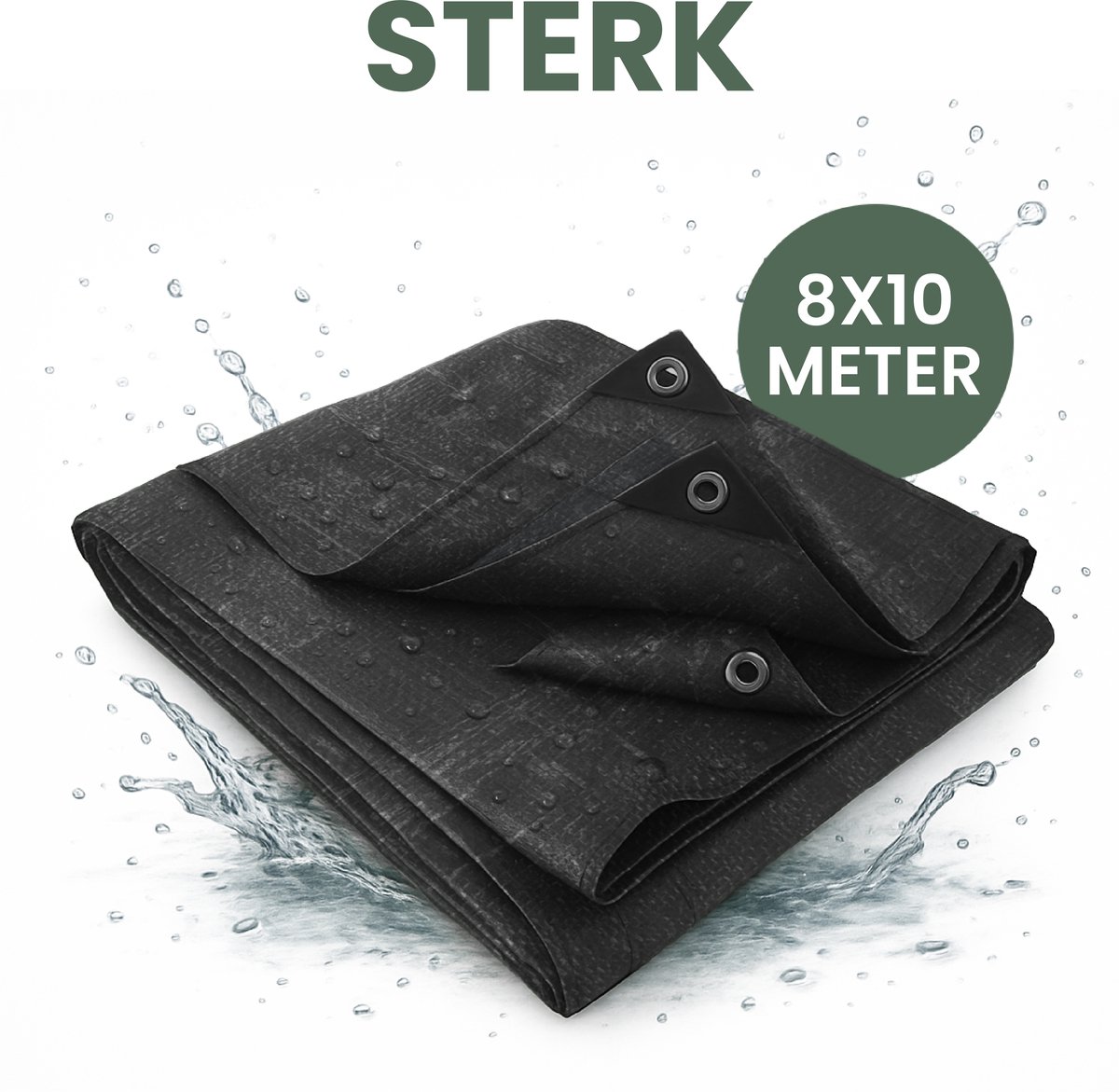 STACK® Sterk Afdekzeil - 8x10m - Zwart - 100G/M2 - Waterdicht Bouwzeil & Zeildoek - Zeil Met Ringen - Beschermhoes & Afdekhoes voor Zwembad,Tuinset, Tuin Meubelen,Motor,Scooter,Fietsen,Aanhangwagen,Scootmobiel,BBQ accesoires - Auto Hoes Bescherming