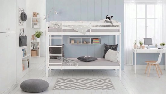 Homestyle4u hoogslaper - 90x200 cm - Wit - met lattenbodem