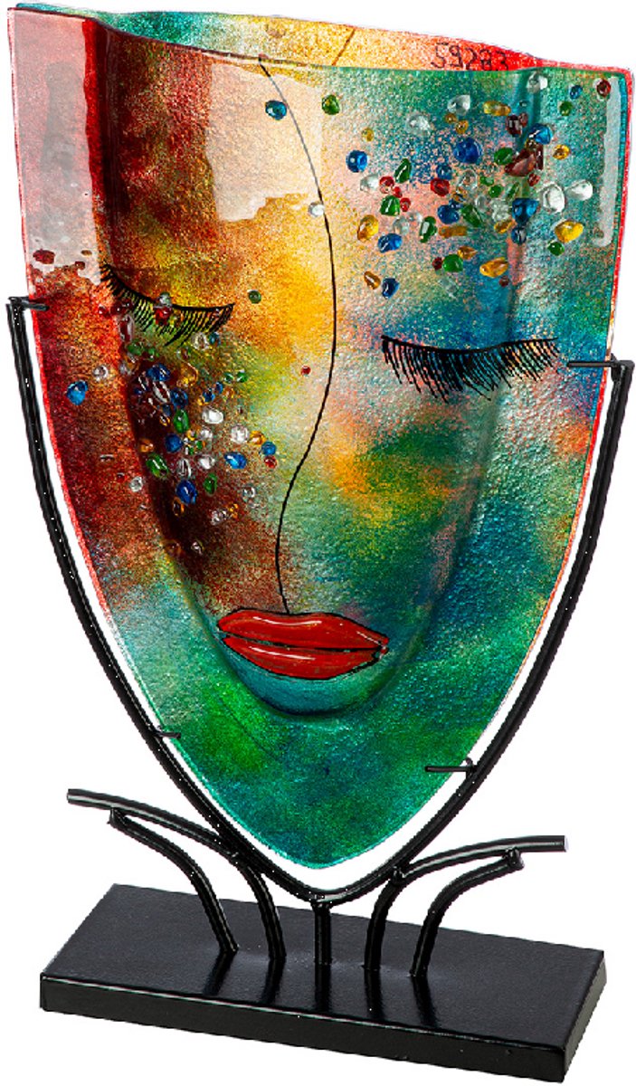 vaas decoratie namaste 10x30x49 cm - glas en metaal - by rawa - handgemaakt