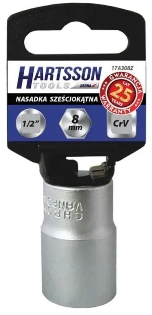 Dopsleutel 1/2" 25 mm zeskant chroom-vanadiumstaal