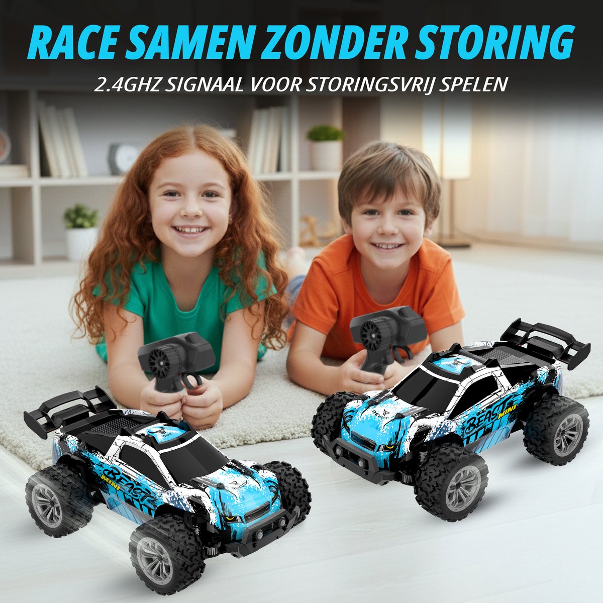 Revvix Bestuurbare Auto - RC Auto - Afstandsbestuurbare auto - Radiografisch bestuurbare auto - Race auto afstandbestuurbaar - Auto afstandsbediening - RC Drift Car - Offroad Monstertruck - 2 Accu's - 20 km/u - Buiten - voor Jongens & Volwassenen — afbeelding 7