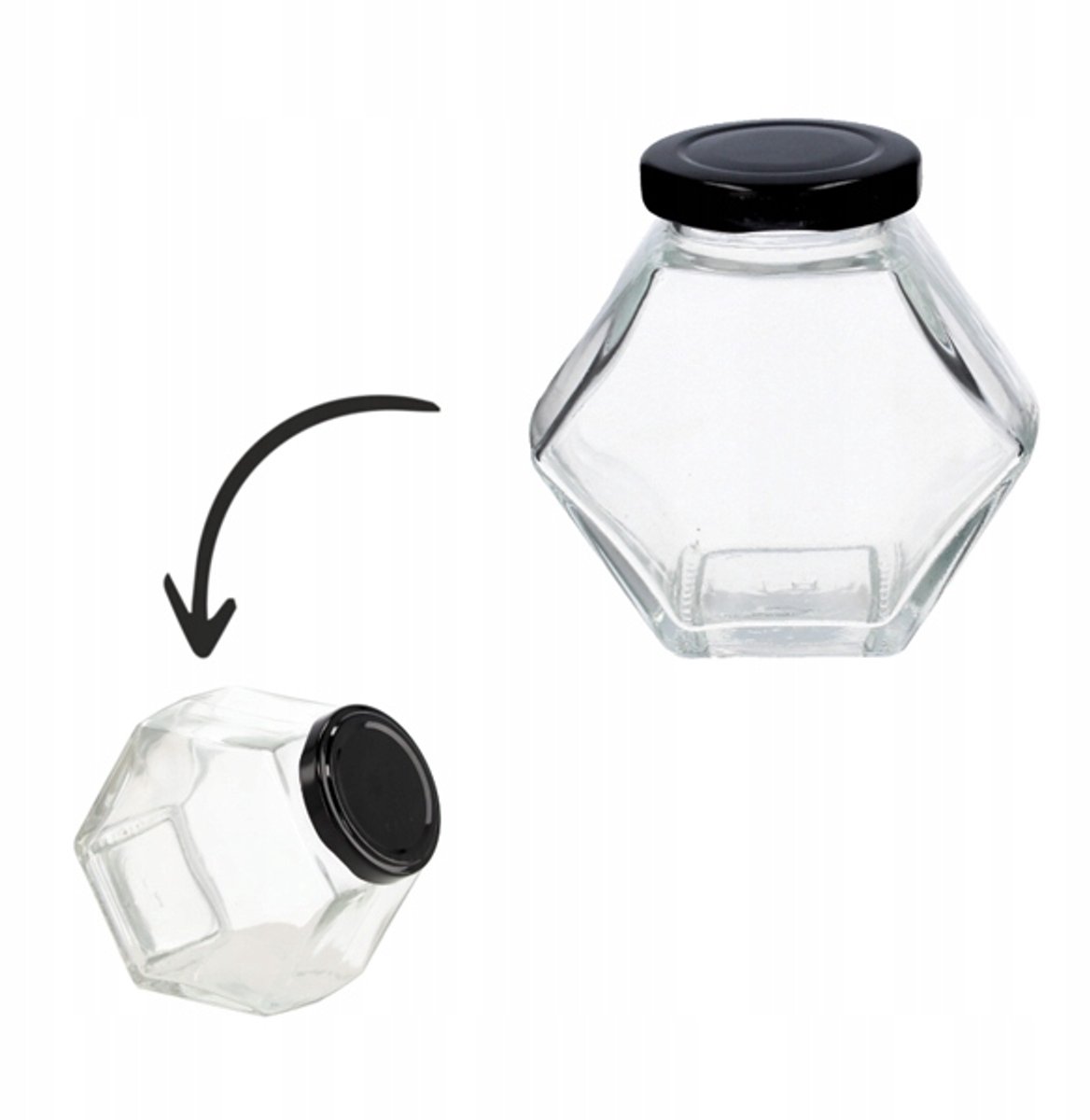 Zesijdige Glazen Pot 280ml met Deksel - Ideaal voor Honing & Jam