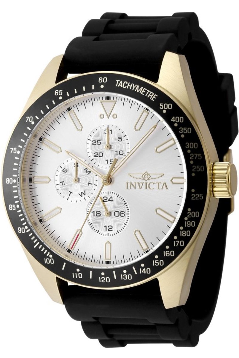 Invicta Aviator 48857 Heren Horloge - Waterdicht - Analoog - Quartz Uurwerk - Roestvrij Staal met zilveren Wijzerplaat - 45mm