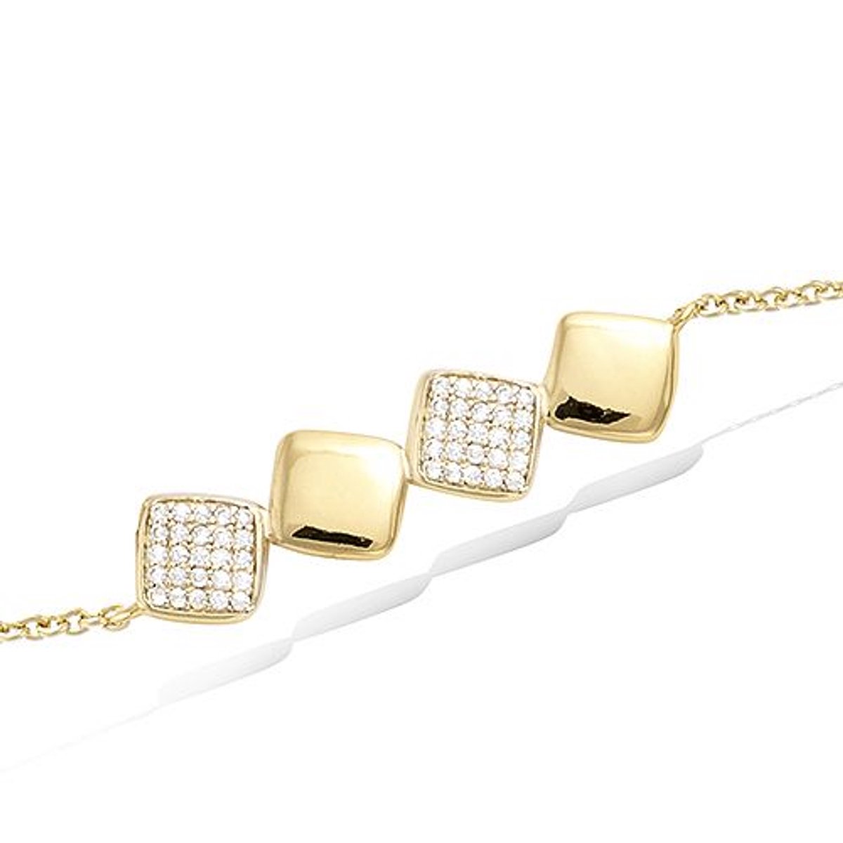 CHIVAL Armband 18K Vergulde Goud "Cube" – Luxe, Elegant, Vierkant, Zirkonia, Hypoallergeen, Sieraad voor Dames, Cadeau, Romantiek, Liefde, Geschenkverpakking