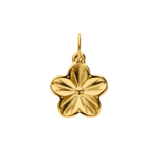 Lucardi - Charm fleur en acier plaqué or pour femme - Pendentif - Acier - Couleur or