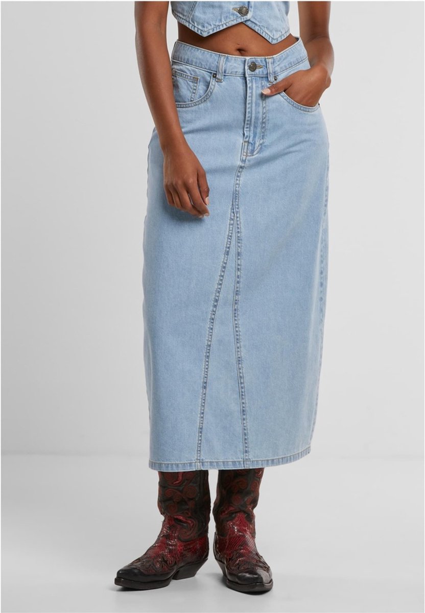 Urban Classics Soft Midi Lange rok Taille 29 inch Blauw