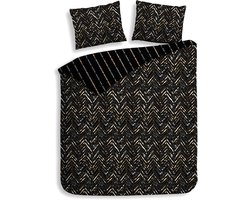 Heckettlane Dekbedovertrek Katoen Satijn Maxime - Black - 100% Katoen-Satijn - Dekbedovertrek 260x200/220cm - Lits Jumeaux Extra Breed - Chicago