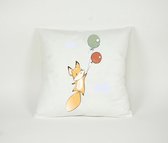 Kussensloop Vosje met Ballonnen - Sierkussen - Decoratie - Kinderkamer - 45x45cm - Exclusief Vulling - PillowCity