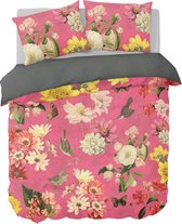 Y-NOT - Heritage Flower - Dekbedovertrek - Katoensatijn - Lits Jumeaux - 240x200/220 cm - Fuchsia