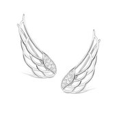 Zilveren oorklimmers vleugel - Zilveren oorbellen - Oorknoppen met zirkonia - Sterling zilver
