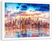 Foto in frame , Abstracte Skyline New York ,70x100cm , Multikleur , wanddecoratie