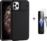 GSMNed – iPhone 11 pro zwart  – hoogwaardig siliconen Case zwart – iPhone 11 pro zwart – hoesje voor iPhone zwart – shockproof – camera bescherming – met screenprotector iPhone 11