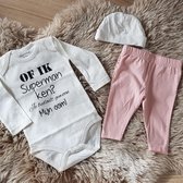 MM Baby pakje cadeau geboorte meisje roze set met tekst oom aanstaande zwanger kledingset pasgeboren unisex Bodysuit | Huispakje | Kraamkado | Gift Set babyset kraamcadeau  babygeschenk babygeschenkset kraampakket