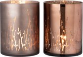 J-Line Windlicht Bloem Glas Bruin Large Assortiment Van 2