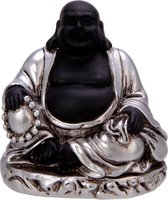 New Dutch Boeddha geluk en voorspoed - Rust - polystone - zwart/zilver - 8cm