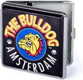 The Bulldog Amsterdam - Sigarettendoosje - Sigarettenhouder - Sigaretten Box - Sigaretten Opbergdoosje - 20 Sigaretten - Leer - Metaal - Zwart