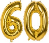 60 Jaar Folie Ballonnen Goud - Happy Birthday - Foil Balloon - Versiering - Verjaardag - Man / Vrouw - Feest - Inclusief Opblaas Stokje & Clip - XL - 82 cm