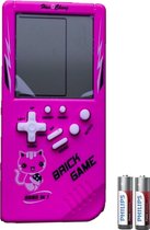 Brickgame Handheld Spelcomputer - Extra Groot Scherm - Tetris - Classic game - Retro spel - Blokken - Roze - Inclusief Batterij