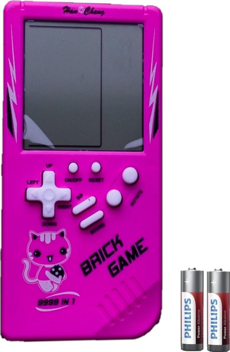 Brickgame Handheld Spelcomputer - Extra Groot Scherm - Tetris - Classic game - Retro spel - Blokken - Roze - Inclusief Batterij - Merkloos
