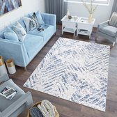 Tapiso Sky Vloerkleed Woonkamer Slaapkamer Grijs Blauw Zigzag Design Laagpolig Modern Vintage Woonsfeer Eyecatcher Duurzaam Hoogwaardig Tapijt Maat - 200 x 300 cm