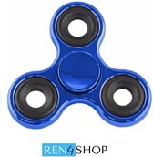 Ren4Shop© - Spinner BLAUW fidget - Handspinner - Metallic Cool - Long Spinner Systeem - Trend - Stress verlangend