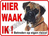 Boxer 115...formaat 15x20 cm...(ondergrond: wit)...(Hier waak ik!)...(wit/rood/zwart+full color afbeelding)...Gratis verzenden!