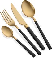 Bestekset 6 persoons (24 delig) - Mat Gold & Black