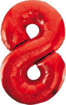 Wefiesta - Folieballon Cijfer 8 Rood - 86 cm