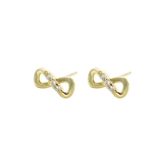 Silventi 9NBSAM-G190069 Gouden Oorknopjes - Infinity - Zirkonia - 7 x 3,5 mm - 14 Karaat - Goud