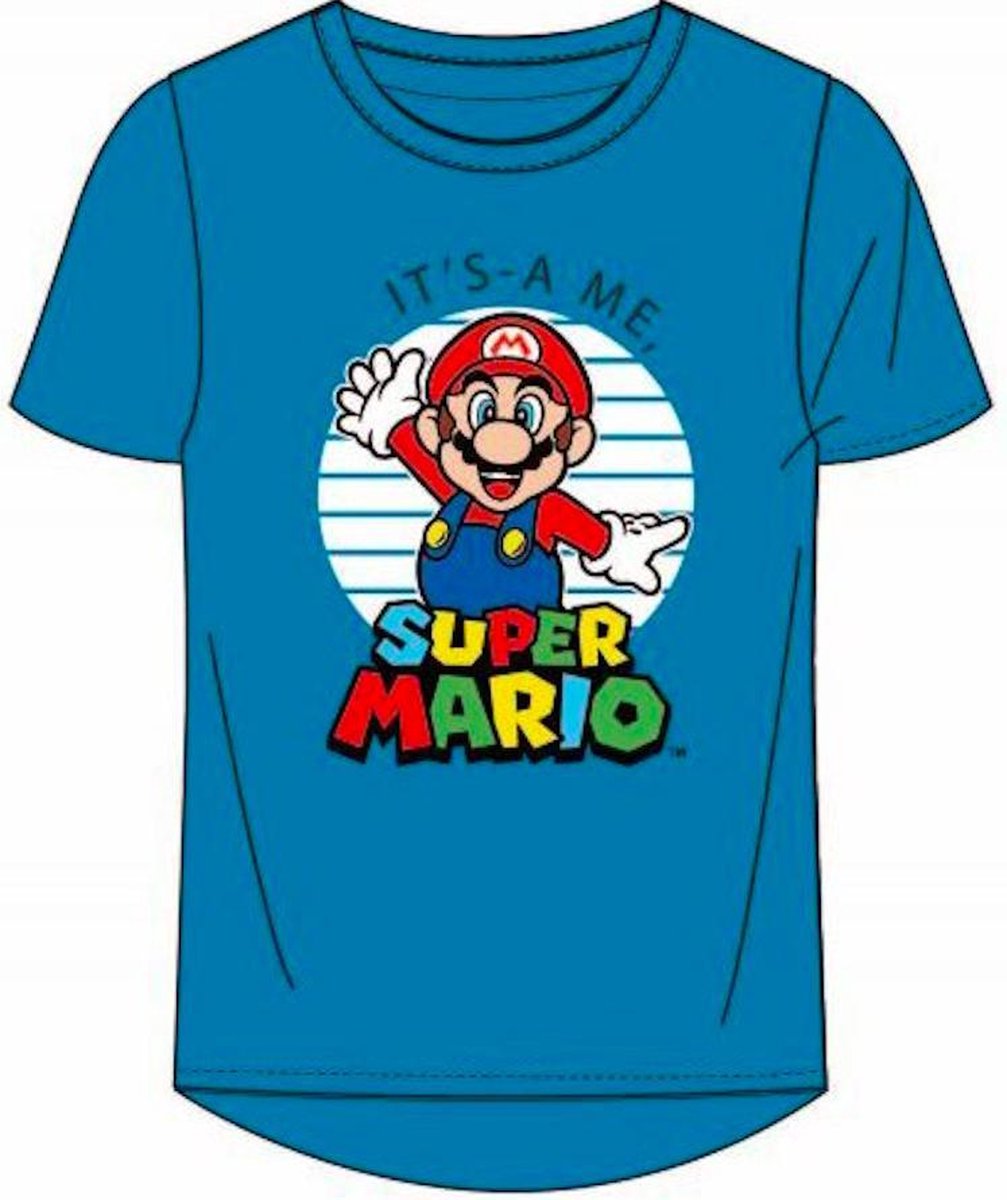 Super Mario t-shirt - blauw - Maat 104 / 4 jaar